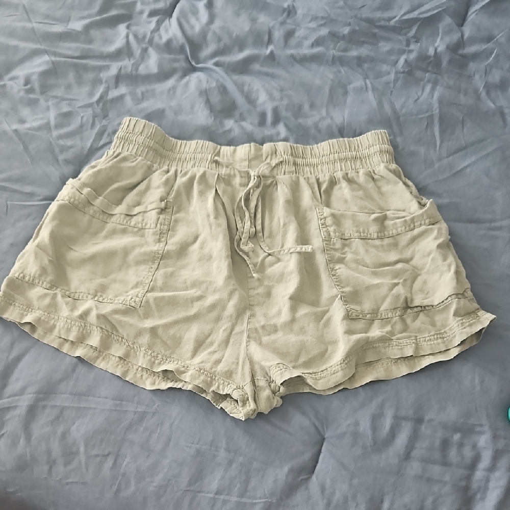 Free People Tan Cargo Shorts with Elastic Waistband